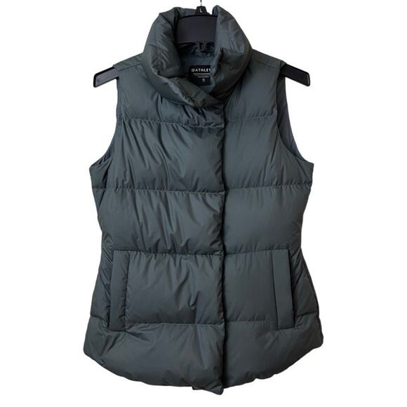 Athleta Downtown Vest Womens XS Gray Goose Down Puffer Water Repellant Snap Up - Picture 1 of 13